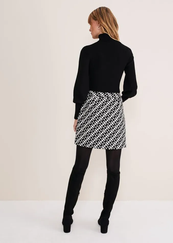 Bregitta Geo Mini Jacquard Skirt Blackwhite Women Phase Eight Skirts