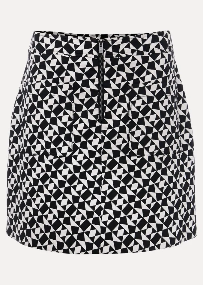 Bregitta Geo Mini Jacquard Skirt Blackwhite Women Phase Eight Skirts