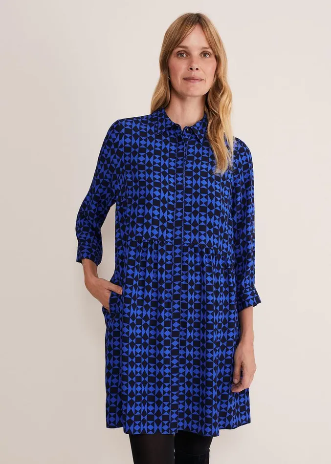 Bregitta Geo Swingdress Blackblue Women Phase Eight Dresses