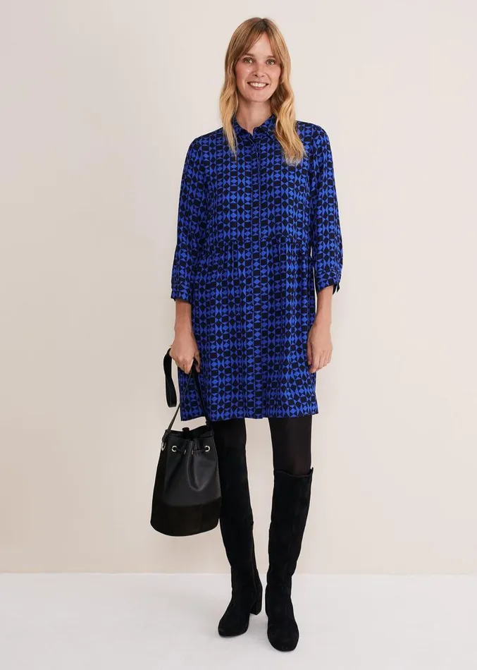 Bregitta Geo Swingdress Blackblue Women Phase Eight Dresses