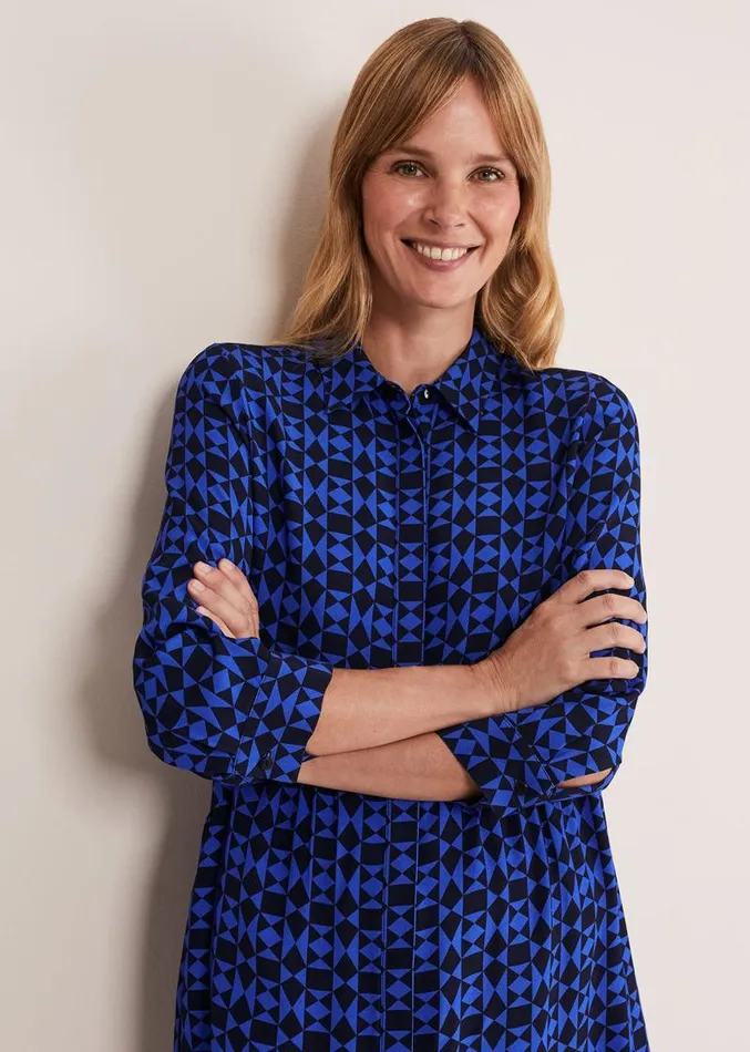 Bregitta Geo Swingdress Blackblue Women Phase Eight Dresses