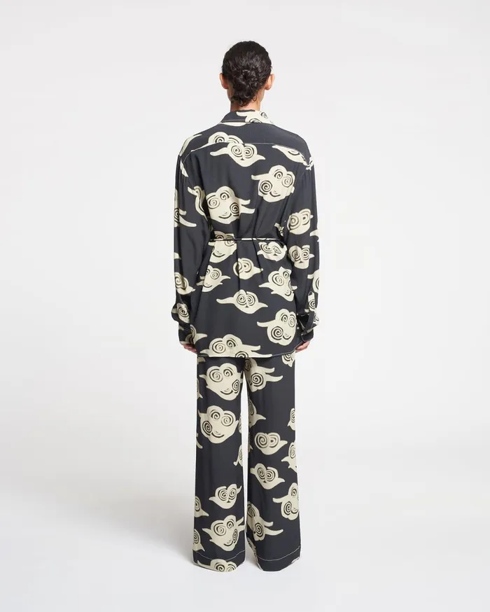Brenda Printed Crepe Pants Cloud BlackCreme Women Nanushka Pants