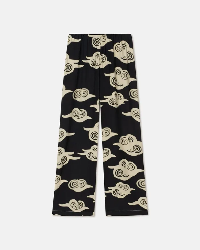Brenda Printed Crepe Pants Cloud BlackCreme Women Nanushka Pants