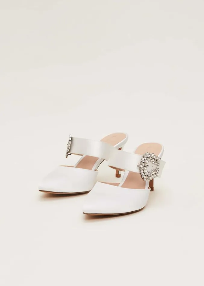 Bridal Jewel Trim Mule Shoe Ivory Women Phase Eight Heels