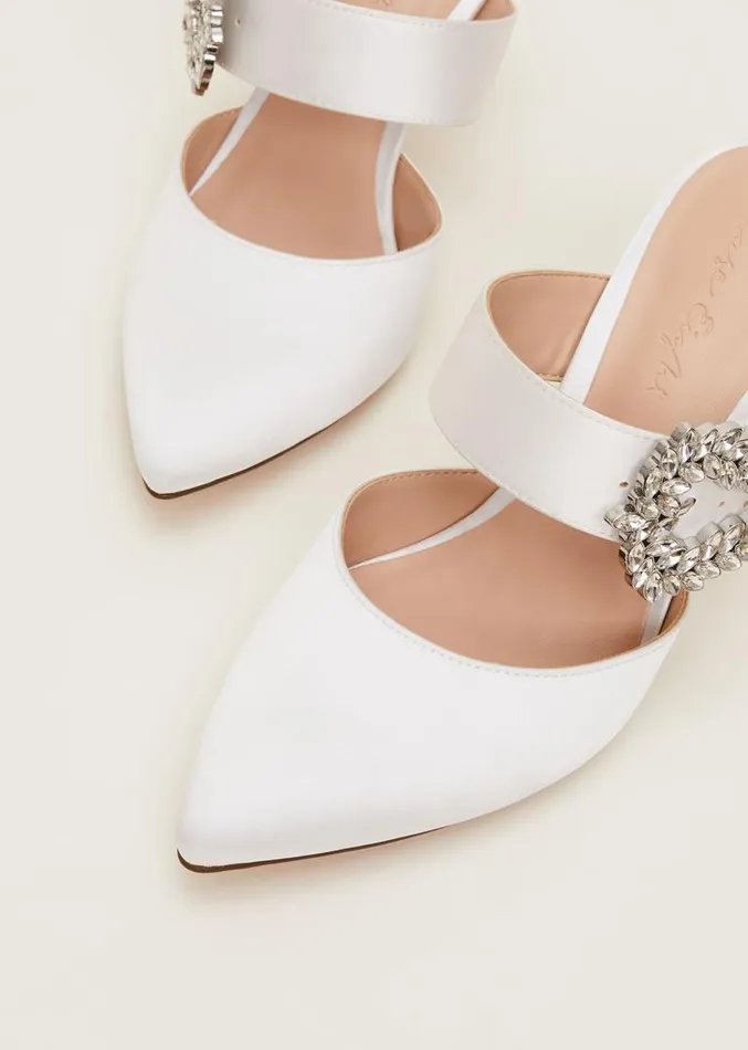 Bridal Jewel Trim Mule Shoe Ivory Women Phase Eight Heels