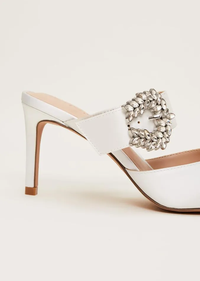 Bridal Jewel Trim Mule Shoe Ivory Women Phase Eight Heels