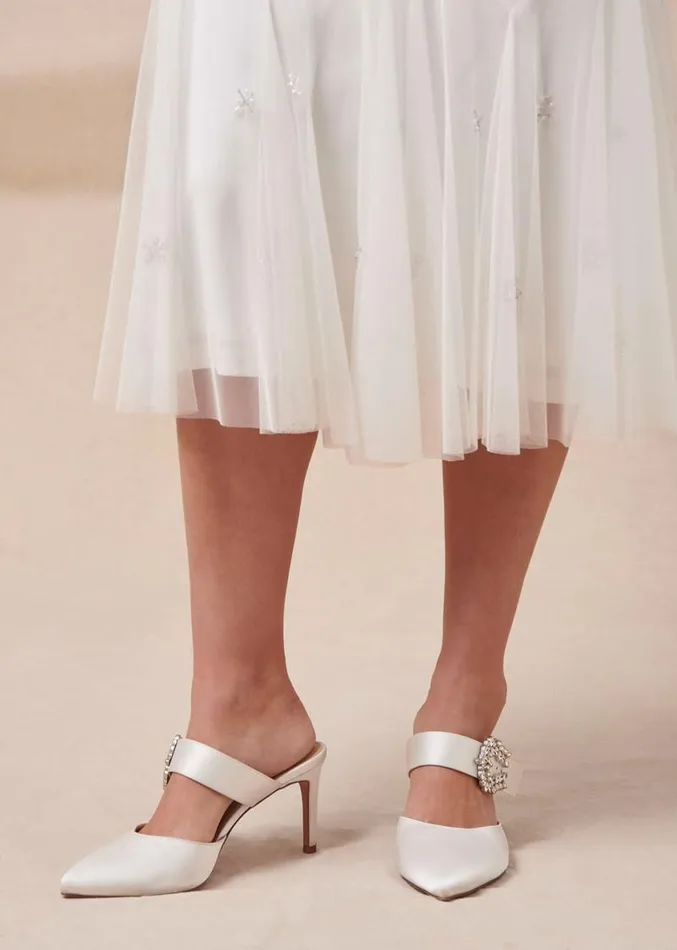 Bridal Jewel Trim Mule Shoe Ivory Women Phase Eight Heels
