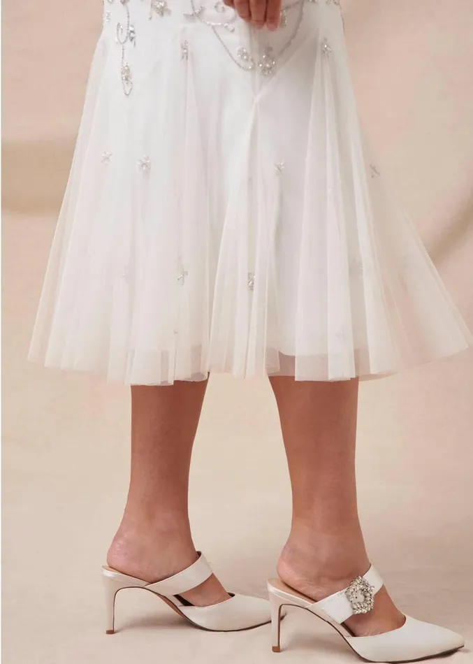 Bridal Jewel Trim Mule Shoe Ivory Women Phase Eight Heels