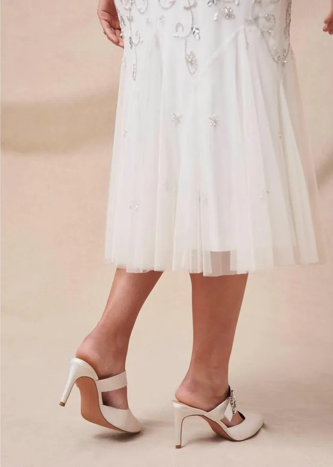 Bridal Jewel Trim Mule Shoe Ivory Women Phase Eight Heels