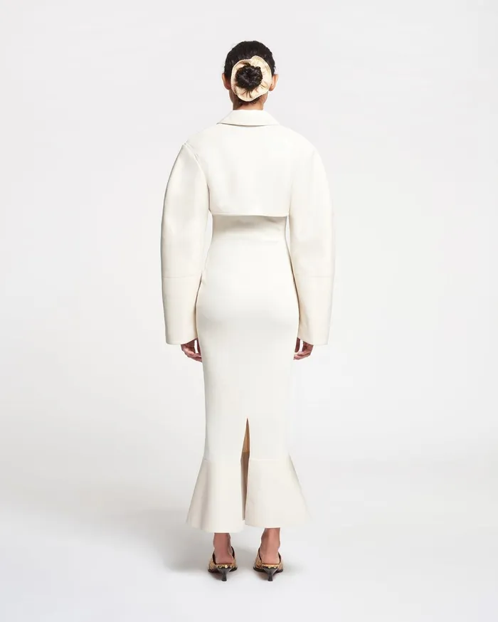Brisia Cropped Regenerated Leather Bolero Creme Women Nanushka Jackets and Blazers