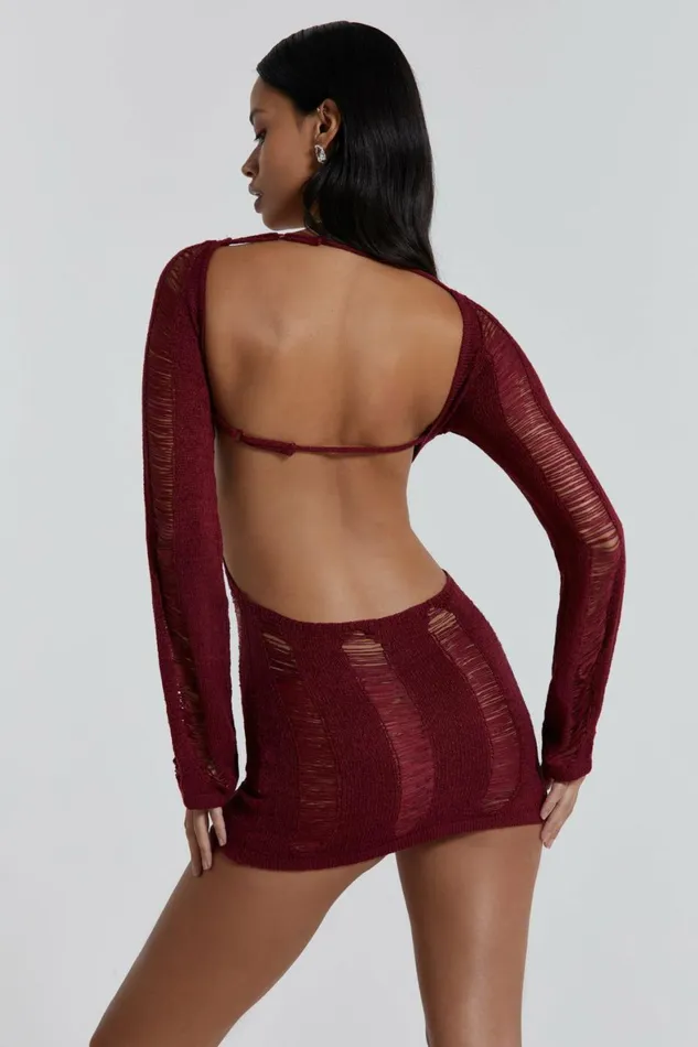 Burgundy Umbra Mini Dress Red Women Jaded London Knitwear