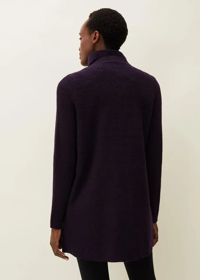 Byanca Zip Knit Coat Blackcurrant Women Phase Eight Knitwear