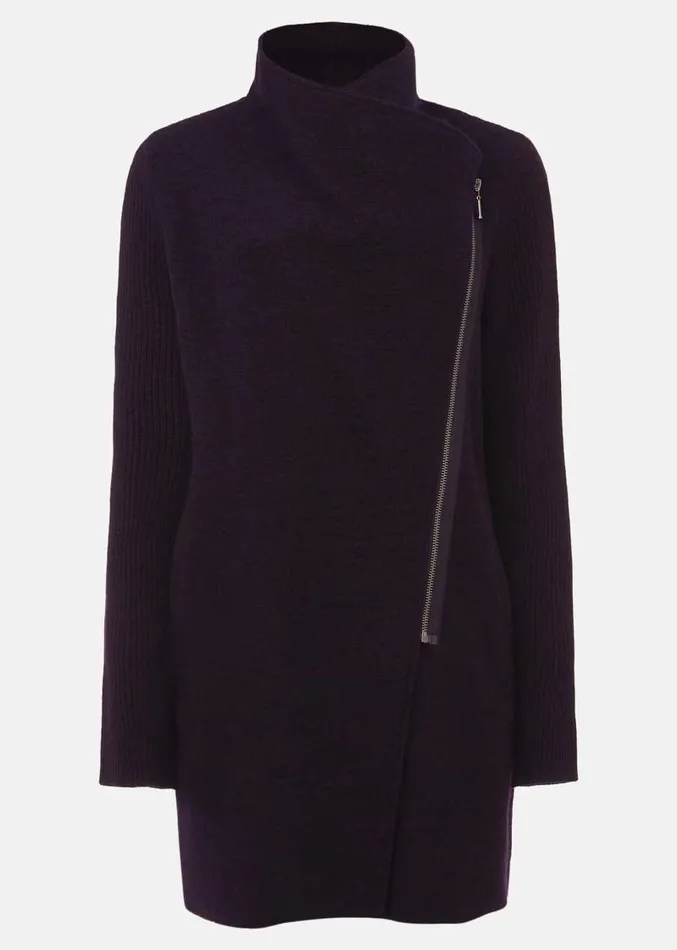 Byanca Zip Knit Coat Blackcurrant Women Phase Eight Knitwear