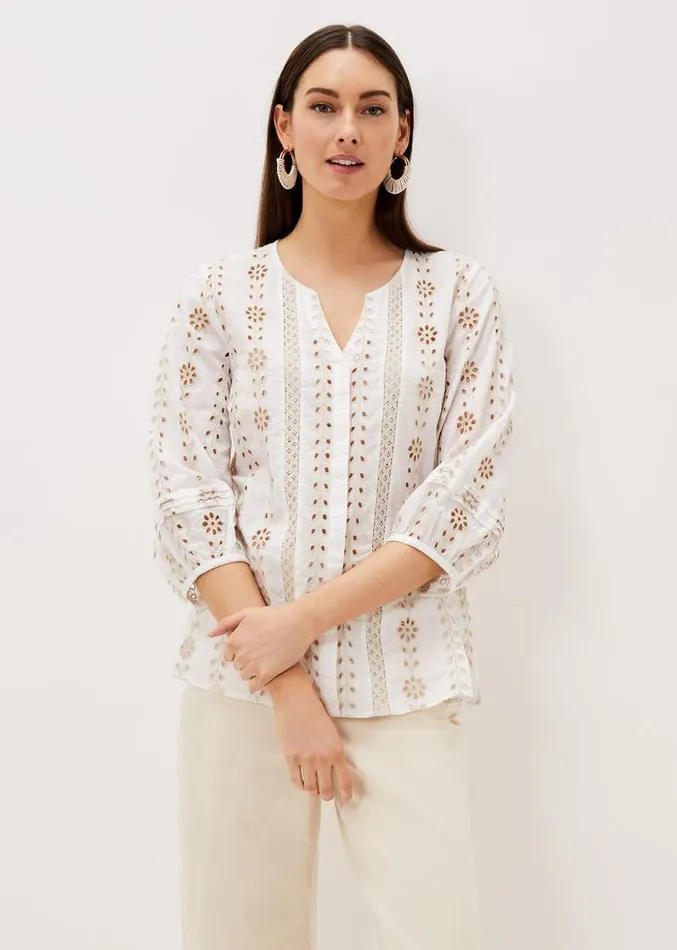 Caela Broderie Blouse Ivorystone Women Phase Eight Shirts and Blouses