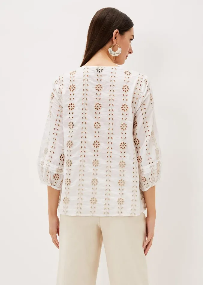 Caela Broderie Blouse Ivorystone Women Phase Eight Shirts and Blouses