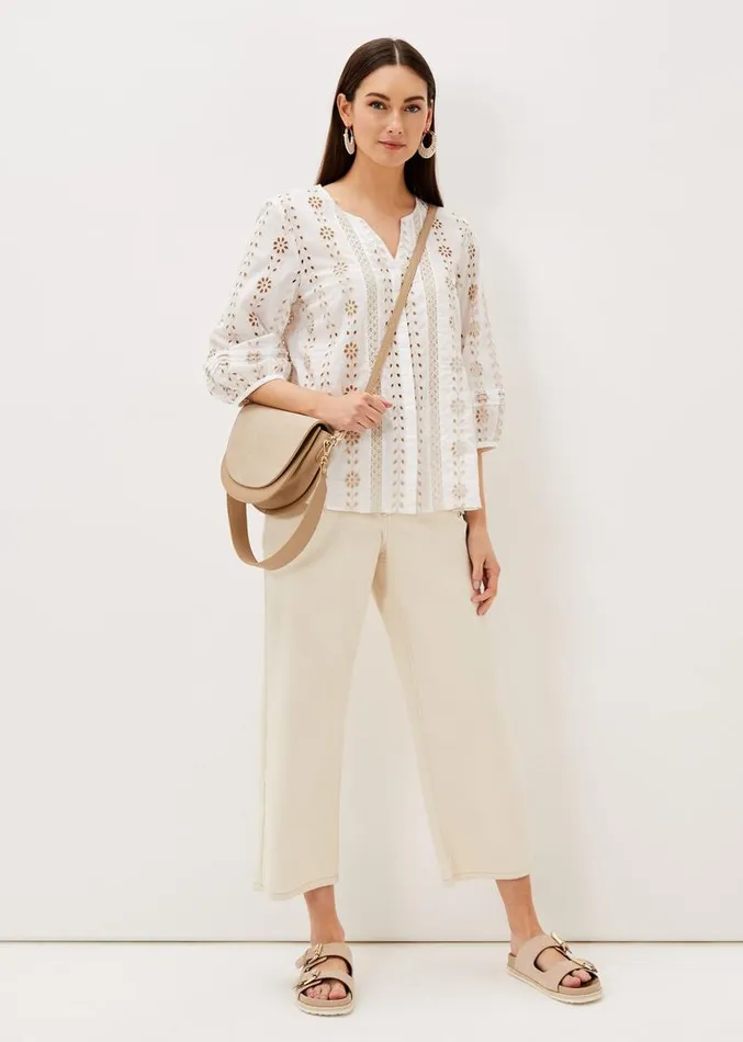 Caela Broderie Blouse Ivorystone Women Phase Eight Shirts and Blouses