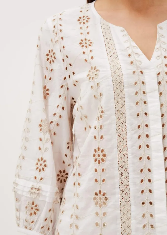 Caela Broderie Blouse Ivorystone Women Phase Eight Shirts and Blouses