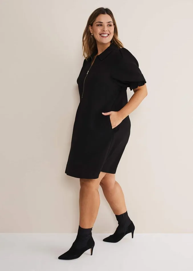 Candice Navy Zip Mini Dress Navy Women Phase Eight Dresses