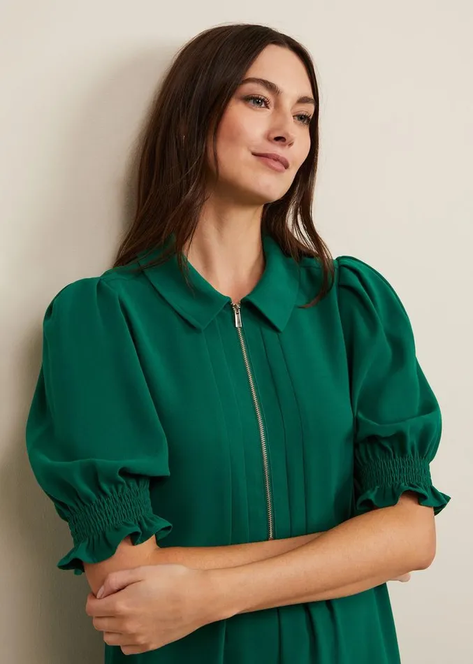 Candice Zip Swing Dress Green Women Phase Eight Dresses