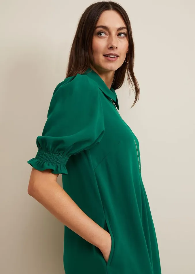 Candice Zip Swing Dress Green Women Phase Eight Dresses