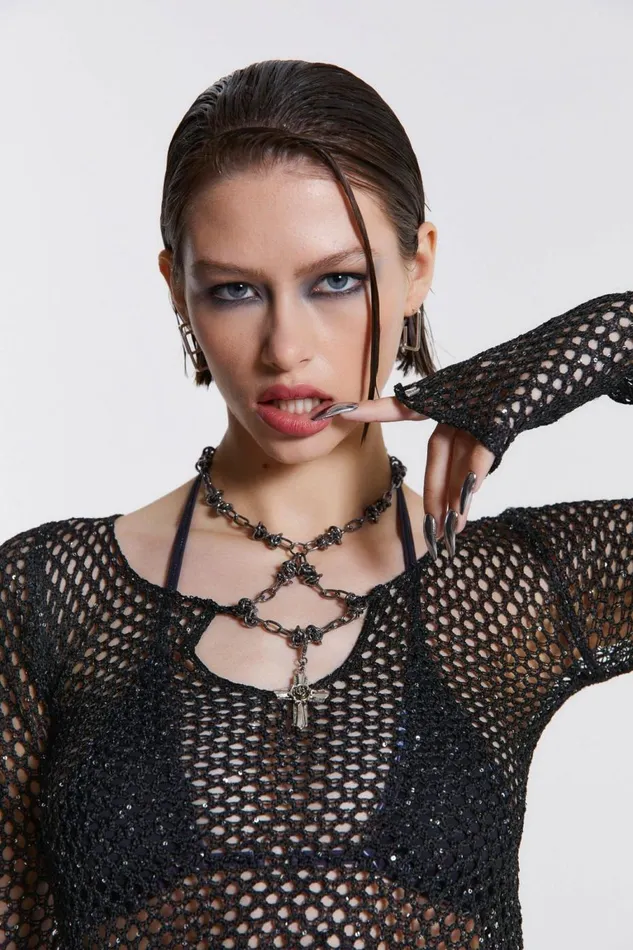 Capella Knitted Top With Hardware Trim Black Women Jaded London Knitwear