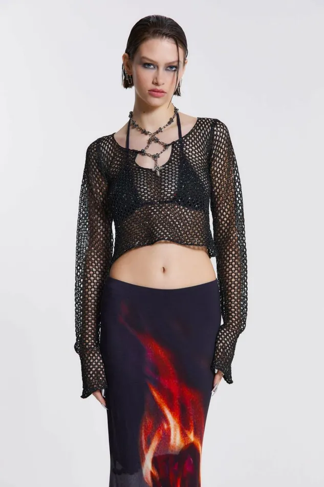 Capella Knitted Top With Hardware Trim Black Women Jaded London Knitwear