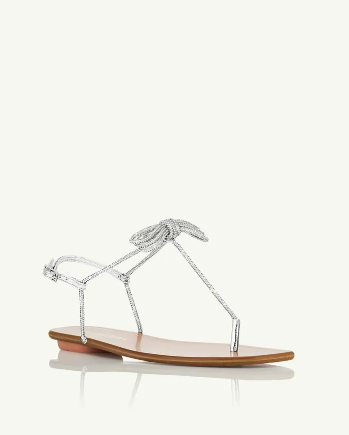Capri Nights Sandal Flat Silver Women Aquazzura Flats