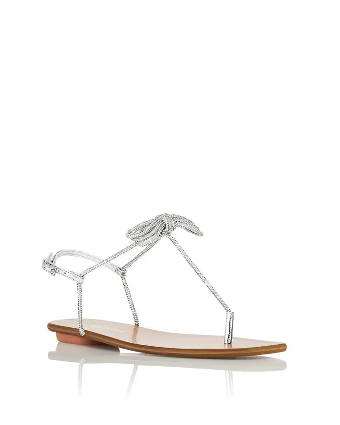 Capri Nights Sandal Flat Silver Women Aquazzura Flats Capri Nights Sandal Flat Silver Women Aquazzura Flats