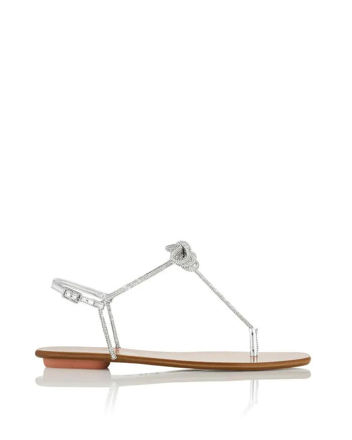 Capri Nights Sandal Flat Silver Women Aquazzura Flats Capri Nights Sandal Flat Silver Women Aquazzura Flats