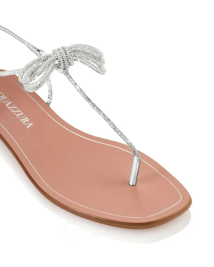 Capri Nights Sandal Flat Silver Women Aquazzura Flats Capri Nights Sandal Flat Silver Women Aquazzura Flats