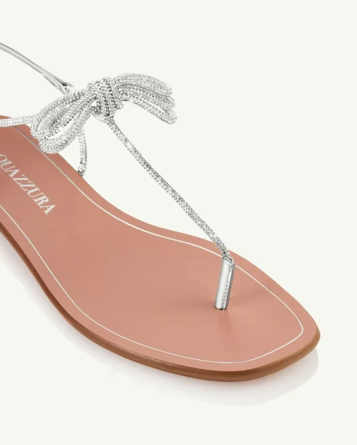 Capri Nights Sandal Flat Silver Women Aquazzura Flats Capri Nights Sandal Flat Silver Women Aquazzura Flats