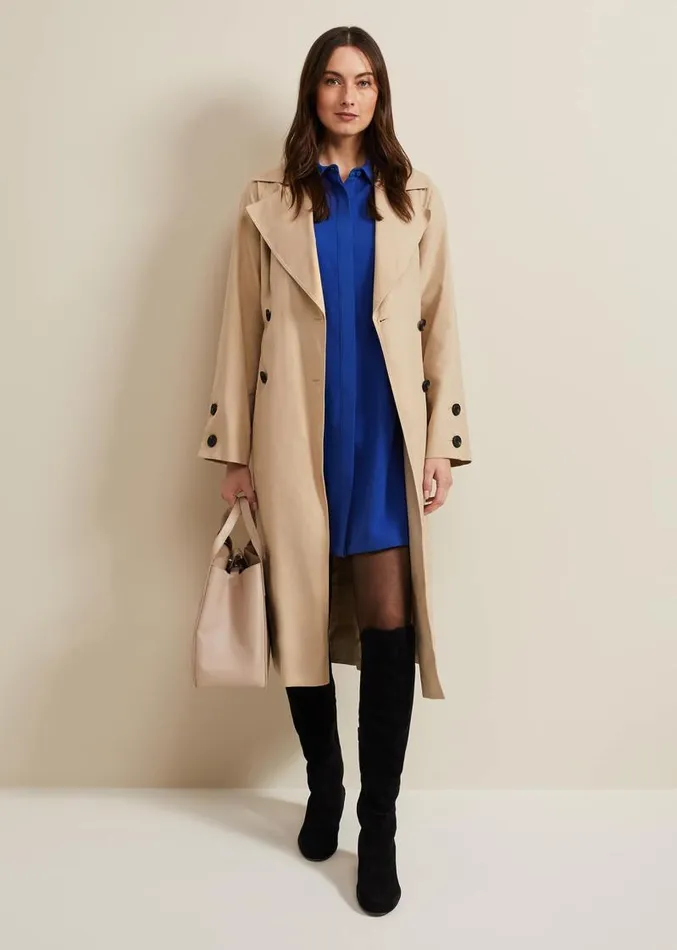 Cara Button Through Tunic Dress Blue Women Phase Eight Dresses