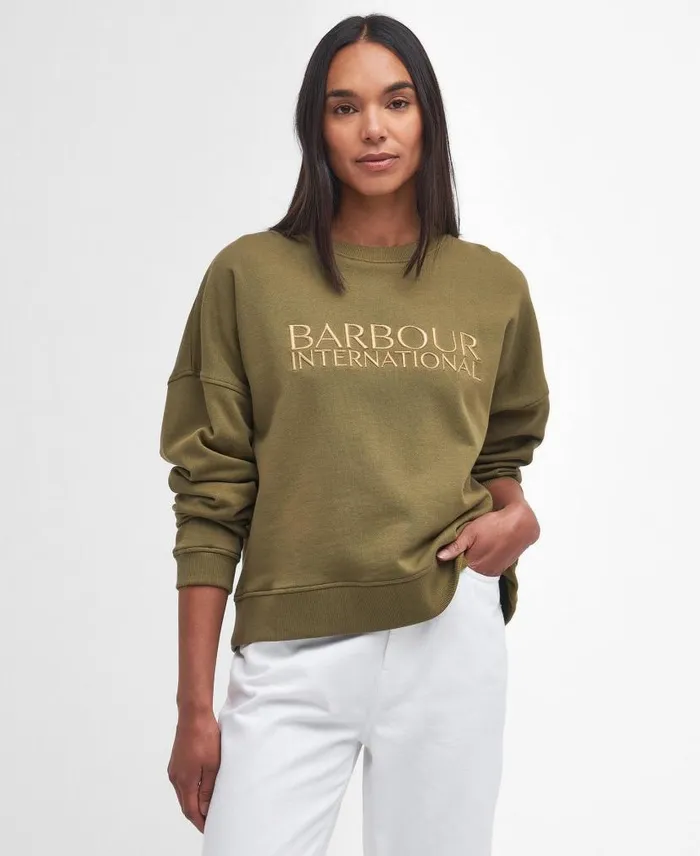 Carla Logo Sweatshirt Light Stone Women Barbour Hoodies and Sweatshirts