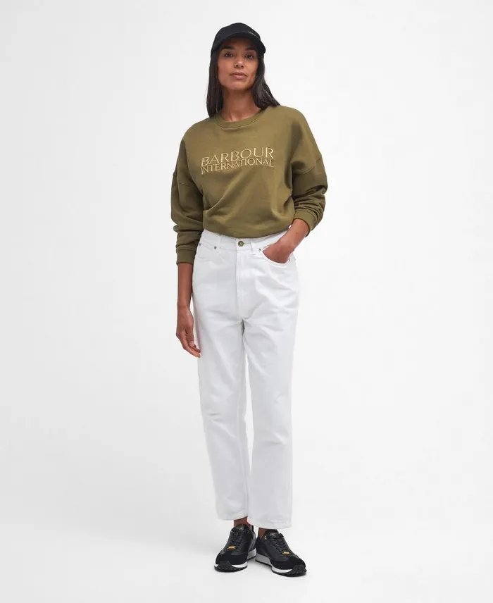 Carla Logo Sweatshirt Light Stone Women Barbour Hoodies and Sweatshirts