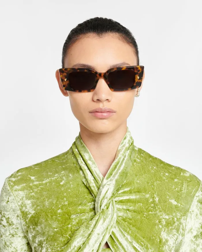 Carmel BioPlastic RectangleFrame Sunglasses Dark Amber WomenMen Nanushka Eyewear