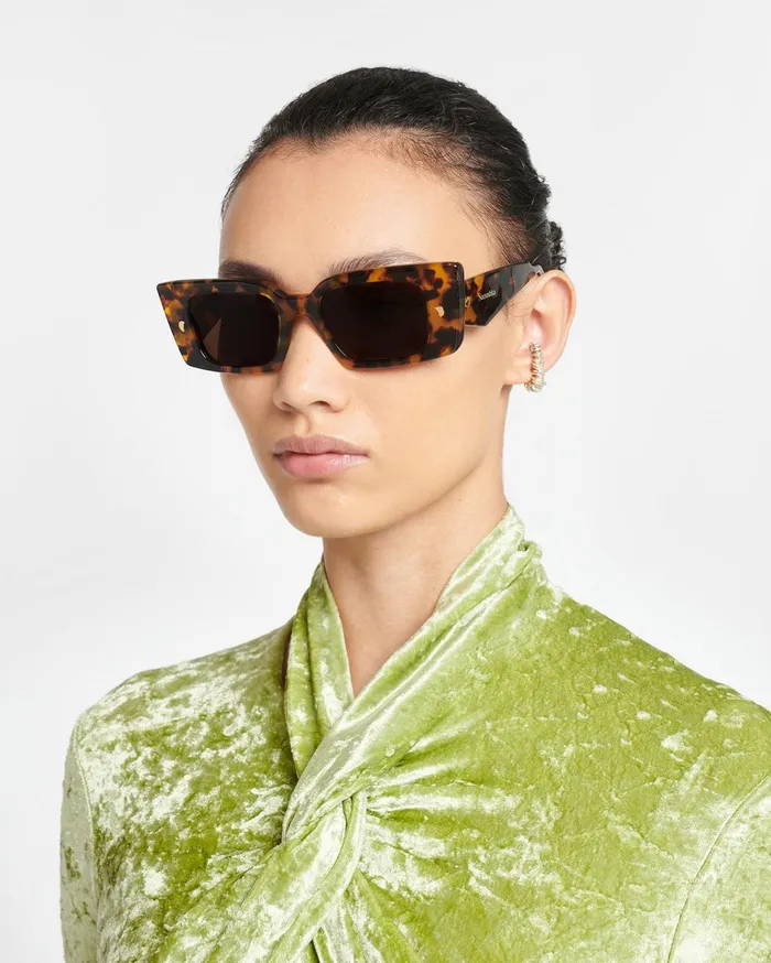Carmel BioPlastic RectangleFrame Sunglasses Dark Amber WomenMen Nanushka Eyewear