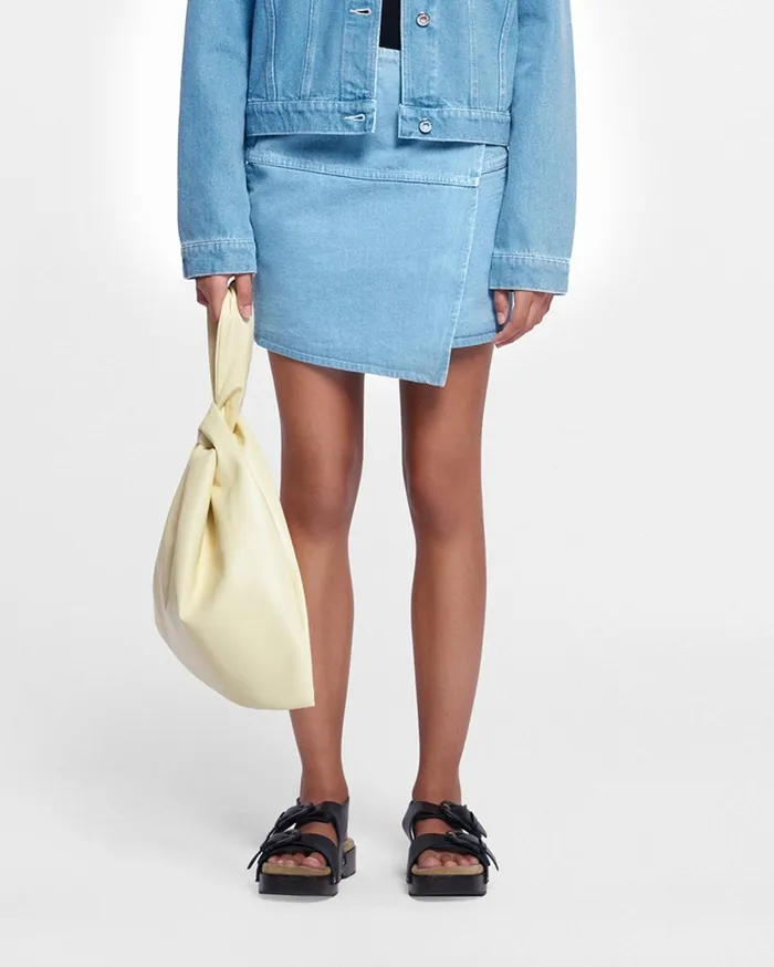Casna Denim Mini Wrap Skirt Eco Light Wash Women Nanushka Skirts