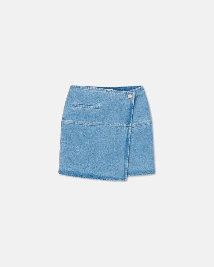 Casna Denim Mini Wrap Skirt Eco Light Wash Women Nanushka Skirts