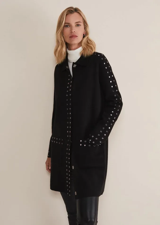 Cassidy Black Knitted Coat Black Women Phase Eight Coats