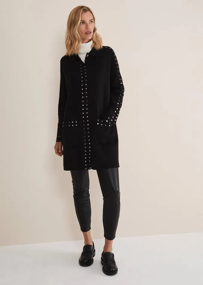 Cassidy Black Knitted Coat Black Women Phase Eight Coats