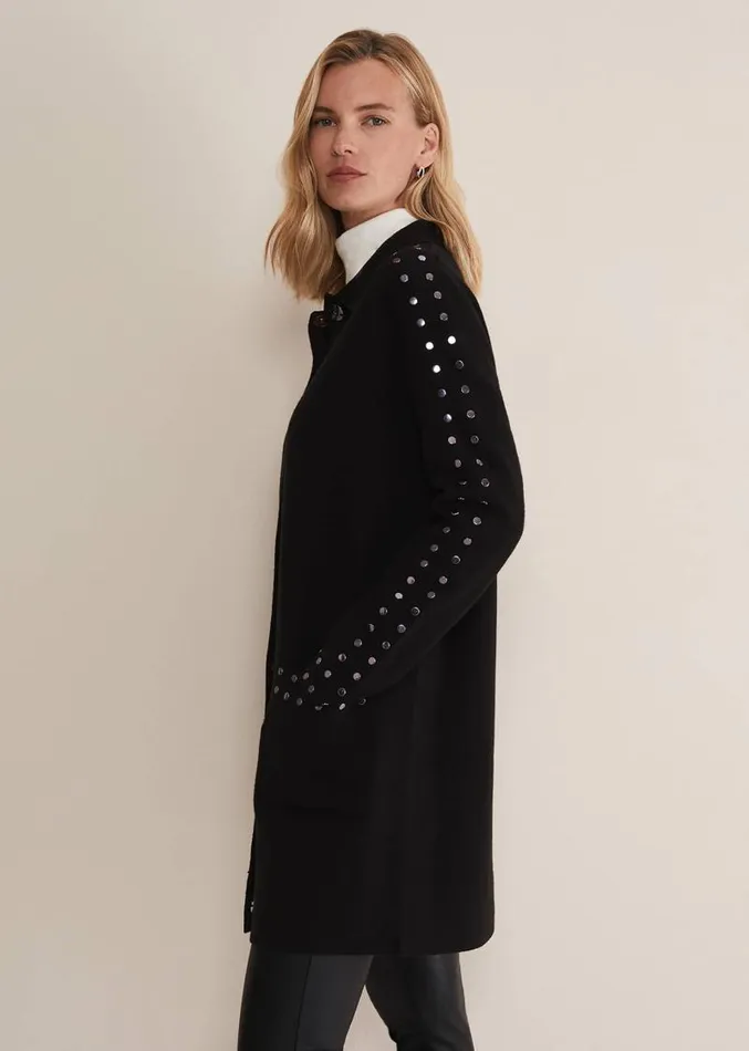 Cassidy Black Knitted Coat Black Women Phase Eight Coats