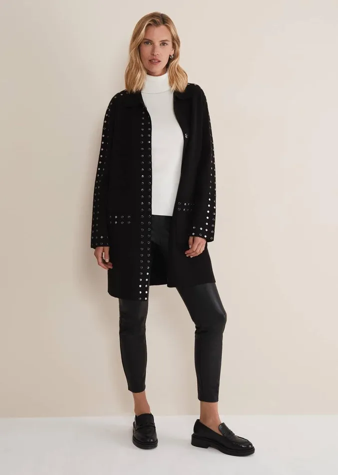 Cassidy Black Knitted Coat Black Women Phase Eight Coats