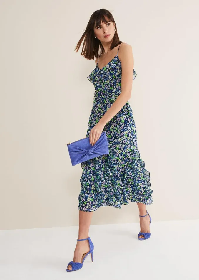 Catira Floral Ruffle Midaxi Dress Navymulti Women Phase Eight Dresses