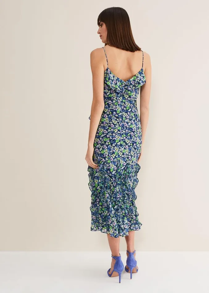 Catira Floral Ruffle Midaxi Dress Navymulti Women Phase Eight Dresses