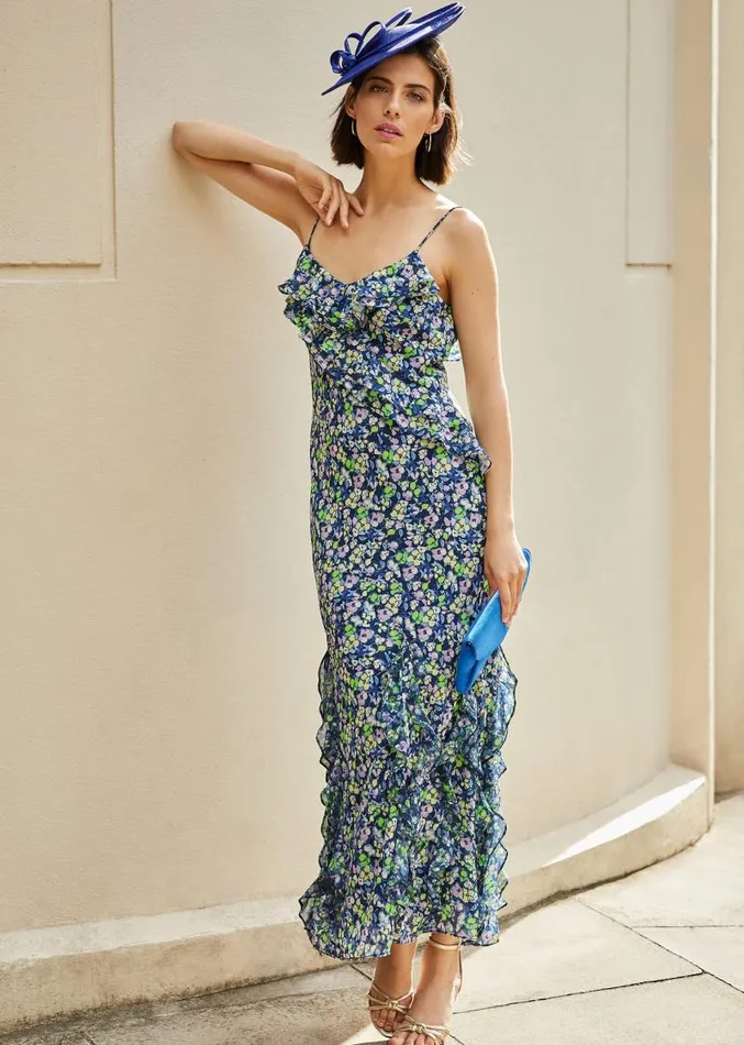 Catira Floral Ruffle Midaxi Dress Navymulti Women Phase Eight Dresses