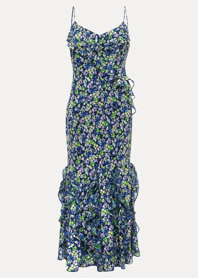 Catira Floral Ruffle Midaxi Dress Navymulti Women Phase Eight Dresses