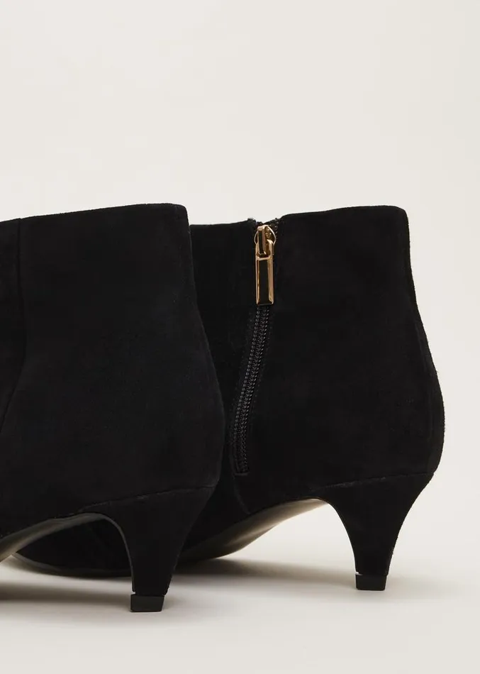 Chain Front Kitten Heel Boot Black Women Phase Eight Heels