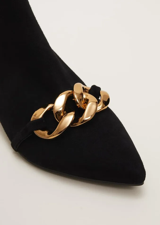 Chain Front Kitten Heel Boot Black Women Phase Eight Heels