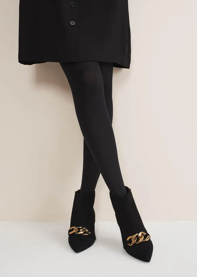 Chain Front Kitten Heel Boot Black Women Phase Eight Heels