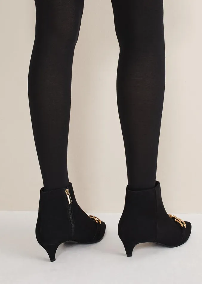 Chain Front Kitten Heel Boot Black Women Phase Eight Heels